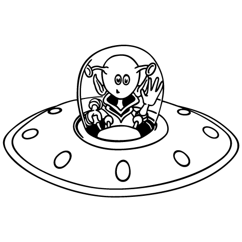 Sticker alien soucoupe volante